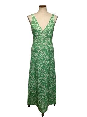 Vintage Travel Lite by Boutique Green And White Floral Maxi Dress Petite Boho